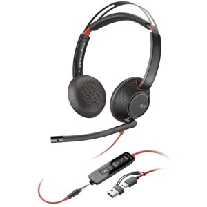 Product detail of HP Poly Blackwire 5220, 3,5 mm jack + USB-C/A adaptér, stereo (8X231AA) černý