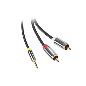 Product detail of GoGEN Jack 3,5mm / 2x Cinch, 3m, pozlacené konektory (GOGCINJACK300FM01) černý