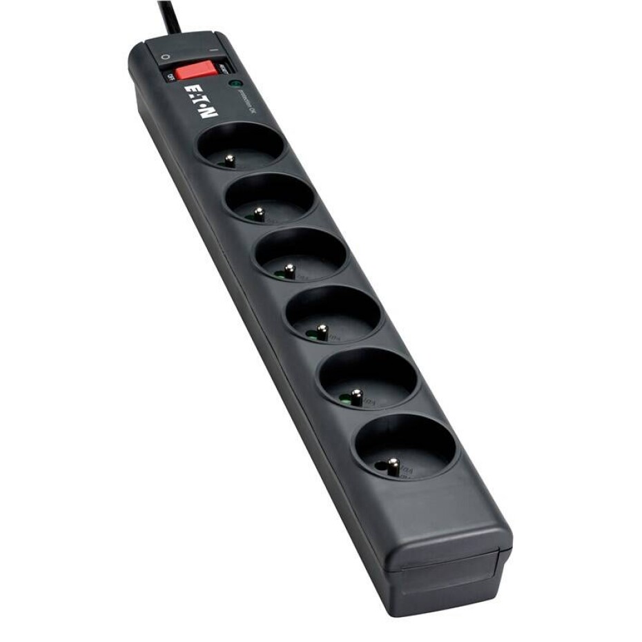 Eaton Protection Strip 6 Tel@ FR, 6x zásuvka, zatížení 10A, 1m (PS6TF) černá - main (0)