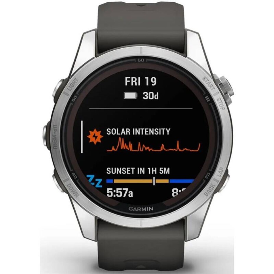 Garmin fenix 7S Pro Glass Solar - Silver / Black Silicone Band (010-02776-01) - main (0)