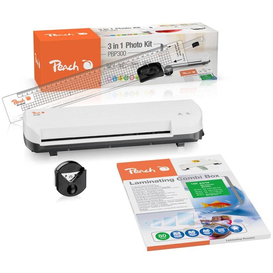 Peach 4 in1 Laminating Kit PBP300, set laminátor PL707, řezačka PC100-04, mix folií a zařezávač rožků (510788) - main (0)