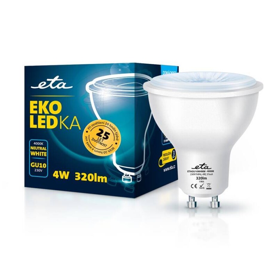 ETA EKO LEDka bodová 4W, GU10, neutrální bílá (GU10W4NW) - main (0)