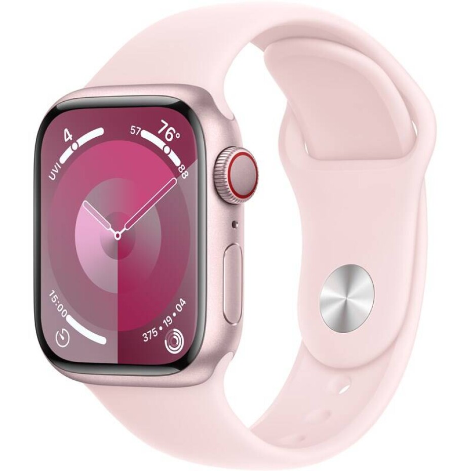 Apple Watch Series 9 GPS + Cellular 45mm pouzdro z růžového hliníku - světle růžový sportovní řemínek - M/L (MRML3QC/A) - main (0)