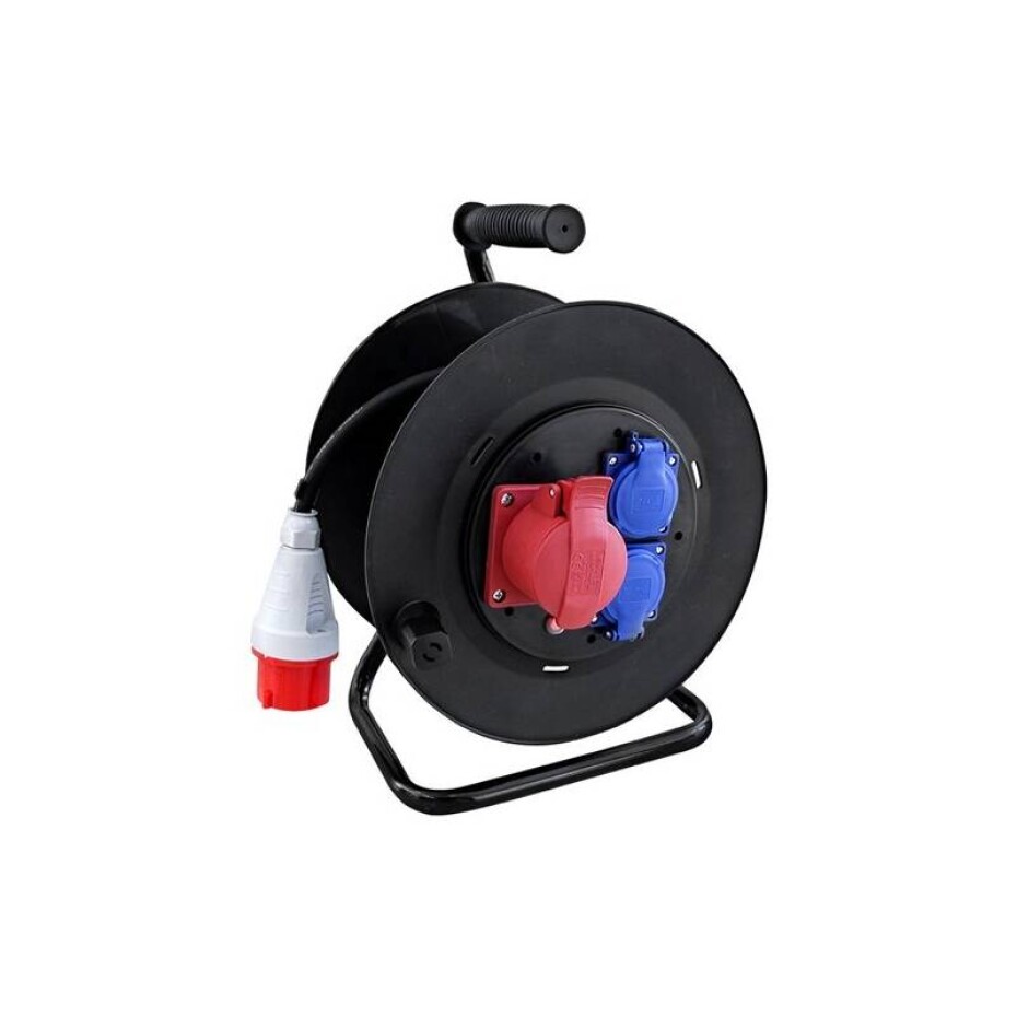 Solight 3 zásuvky, 400V + 230V, 25m gumový kabel 3x1,5mm2, IP44 (PB40) černý - main (0)