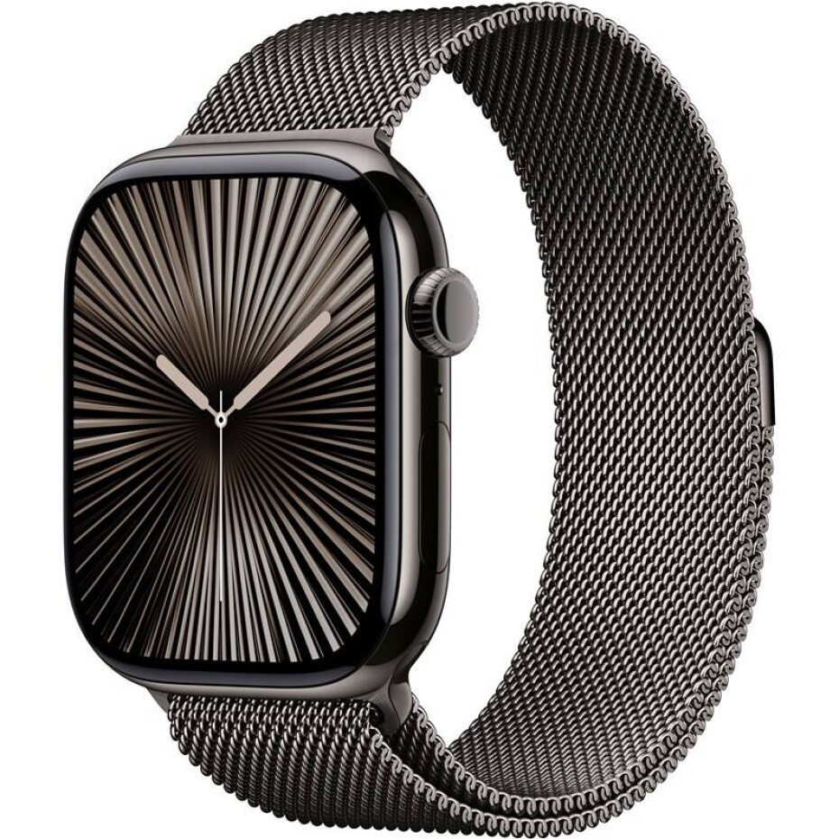 Apple Watch Series 10 GPS + Cellular 46mm pouzdro z břidlicově šedého titanu - břidlicově šedý milánský tah - S/M (MC7R4QC/A) - main (0)