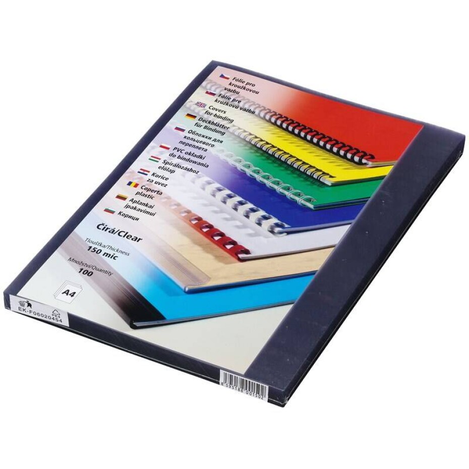 Eurosupplies přední strany vazby, A4, 150 mic, čirá lesklá, 100 pack (lamcopra415t) - main (0)