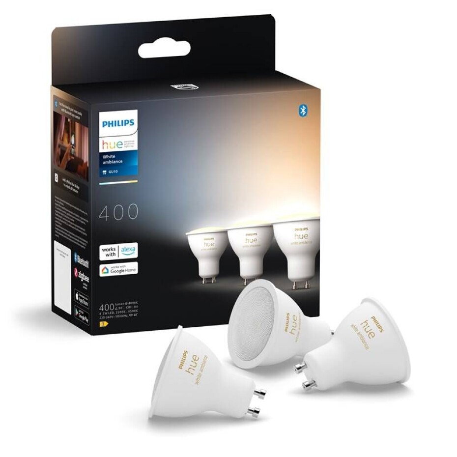 Philips Hue 4,2W, GU10, White Ambiance, 3 ks (929003666703) - main (0)
