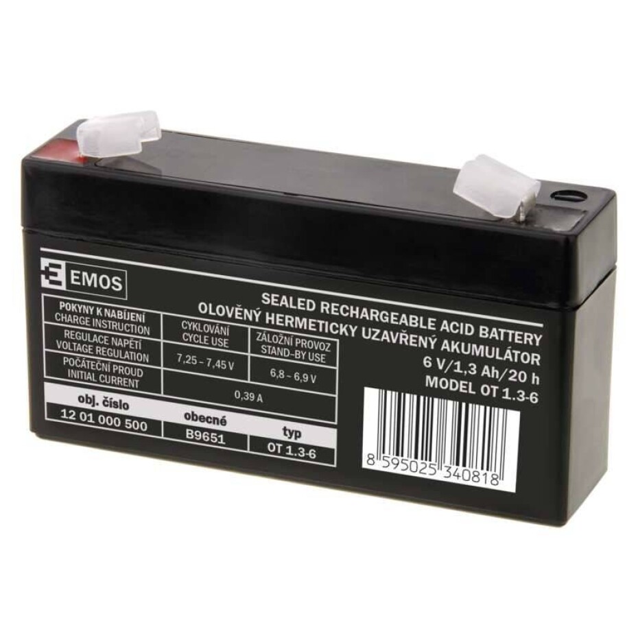 EMOS bezúdržbový 6 V/1,3 Ah, faston 4,7 mm (B9651) - main (0)