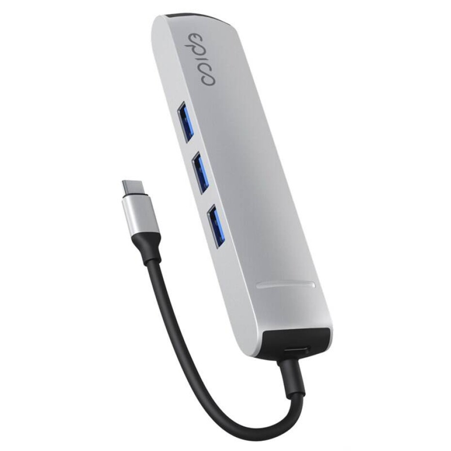 Epico 6in1 Slim 8K USB-C/1× USB-C, HDMI, 3× USB 3.0 (9915112100069) stříbrný - main (0)
