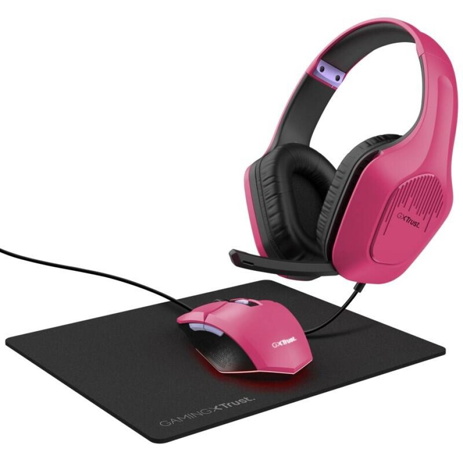 Trust GXT 790 3v1, headset + myš + podložka pod myš (25179) růžový - main (0)