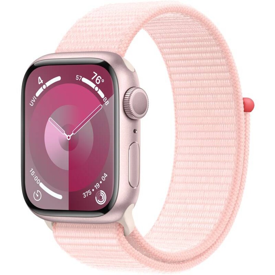 Apple Watch Series 9 GPS 41mm pouzdro z růžového hliníku - světle růžový provlékací sportovní řemínek (MR953QC/A) - main (0)