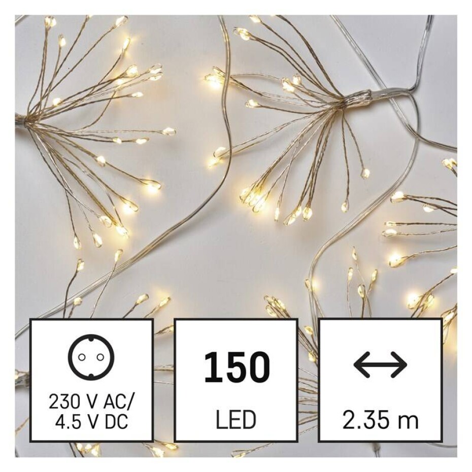 EMOS 150 LED řetěz - svítící trsy, nano, 2,35 m, vnitřní, teplá bílá, časovač (D3AW08) - main (0)
