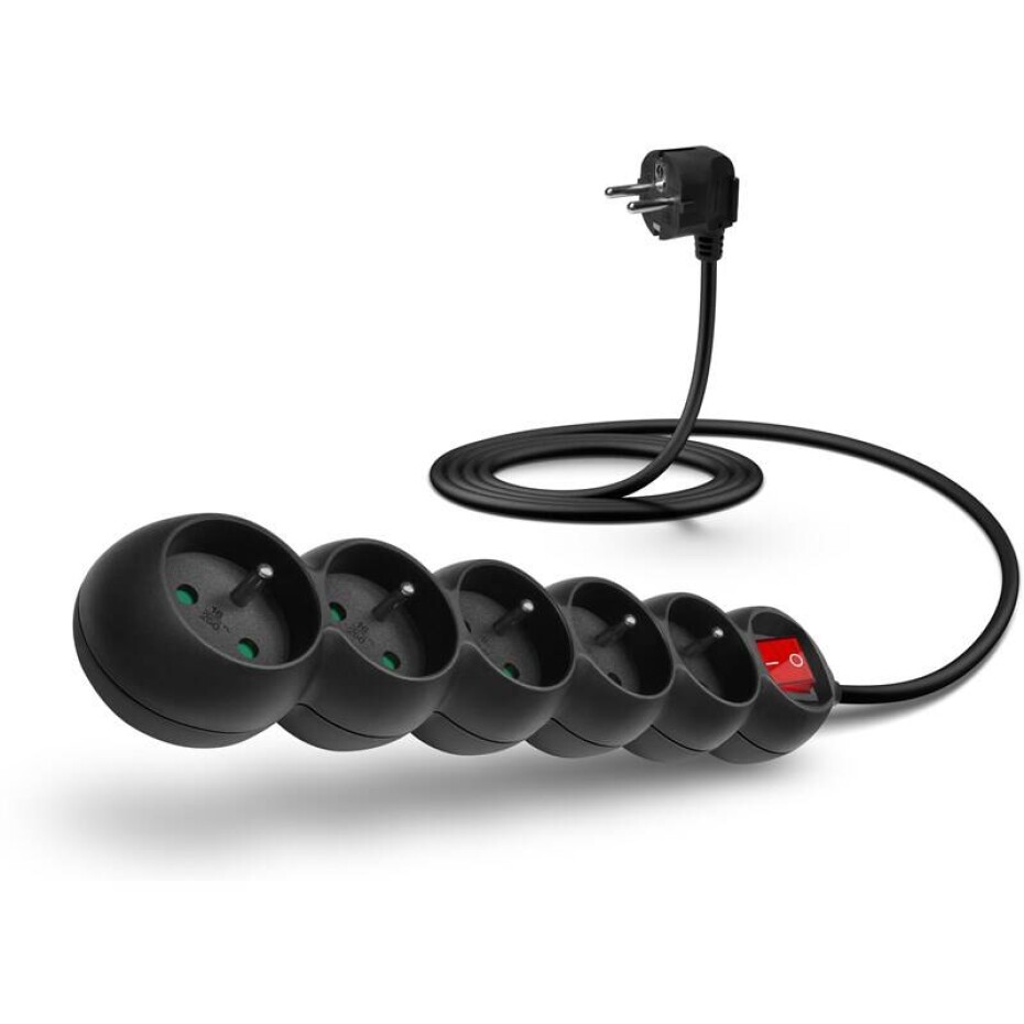 Connect IT 5x zásuvka, s vypínačem, 2m (CES-1009-BK) černý - main (0)