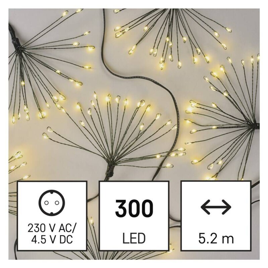 EMOS 300 LED řetěz - svítící trsy, nano, 5,2 m, vnitřní, teplá bílá, časovač (D3AW10) - main (0)