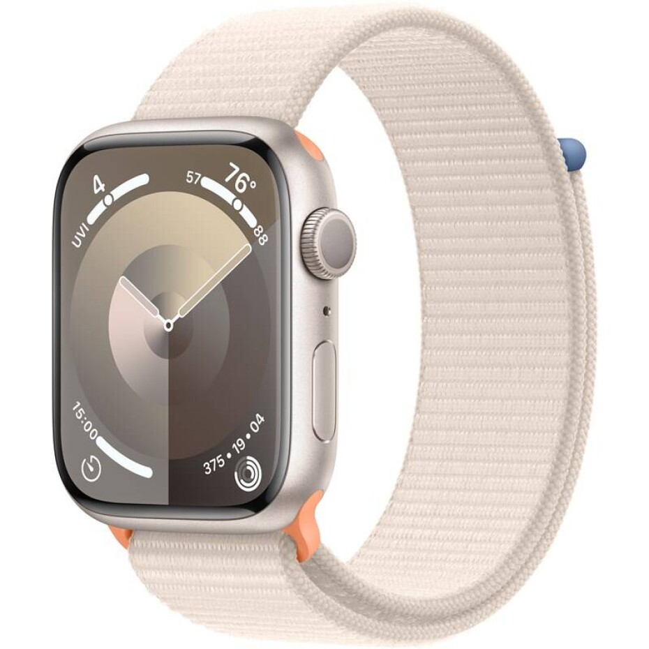 Apple Watch Series 9 GPS 45mm pouzdro z hvezdně bílého hliníku - hvězdně bílý provlékací sportovní řemínek (MR983QC/A) - main (0)