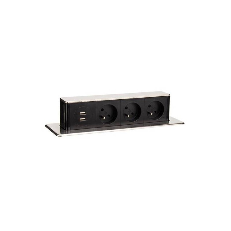 Solight výsuvný blok, 3x zásuvka, 2x USB, 1,9m (PP126) stříbrný - main (0)