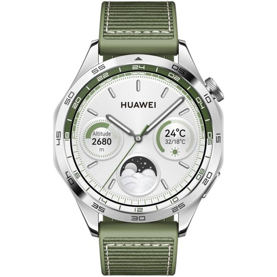Huawei Watch GT 4 46 mm - Silver + Green Strap (55020BGV) - main (0)
