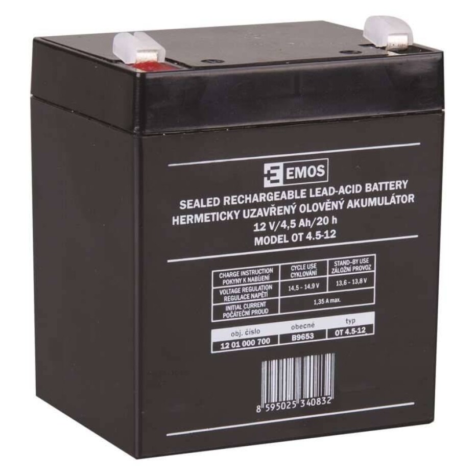 EMOS bezúdržbový 12 V/4,5 Ah, faston 4,7 mm (B9653) - main (0)