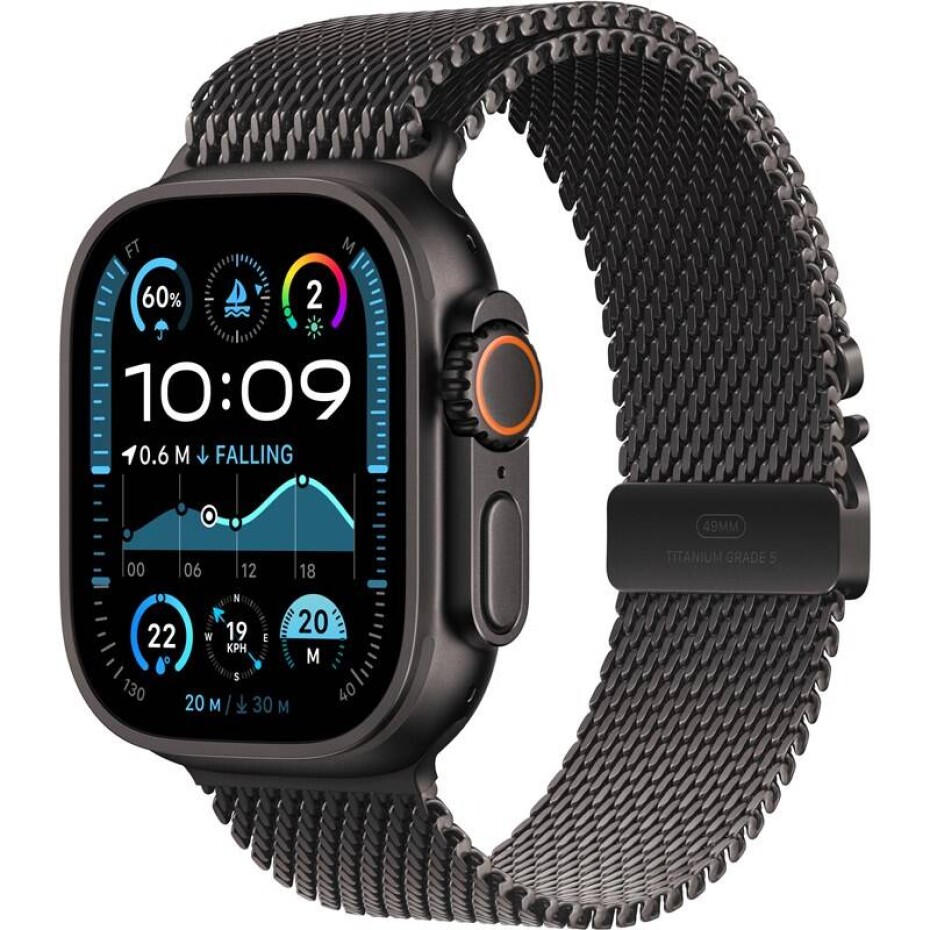Apple Watch Ultra 2 GPS + Cellular 49mm pouzdro z černého titanu - milánský tah z černého titanu - M (MX5U3CS/A) - main (0)