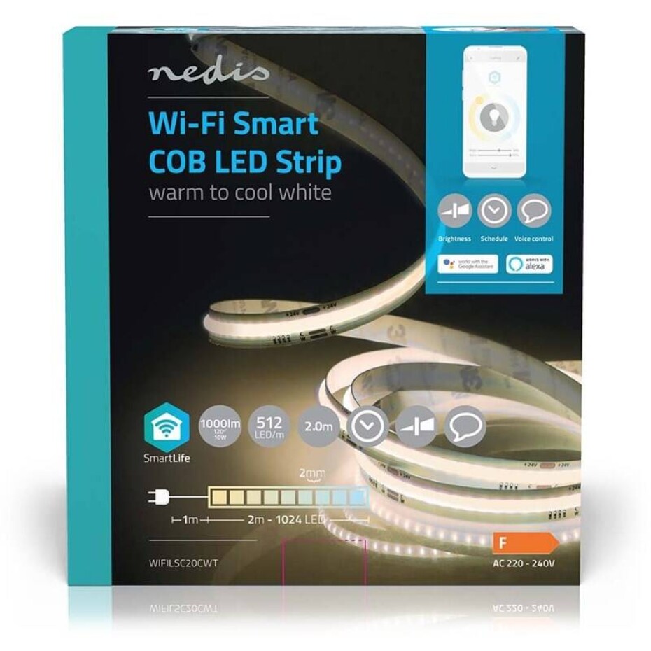 Nedis SmartLife, Wi-Fi, teplá až studená bílá, 2m (WIFILSC20CWT) - main (0)