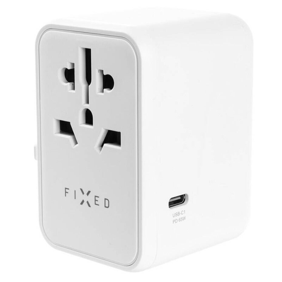 FIXED Voyager pro EU, UK a USA/AUS, s 3xUSB-C a 2xUSB výstupem, GaN, PD 65W (FIXCT65-3C2A-WH) bílý - main (0)