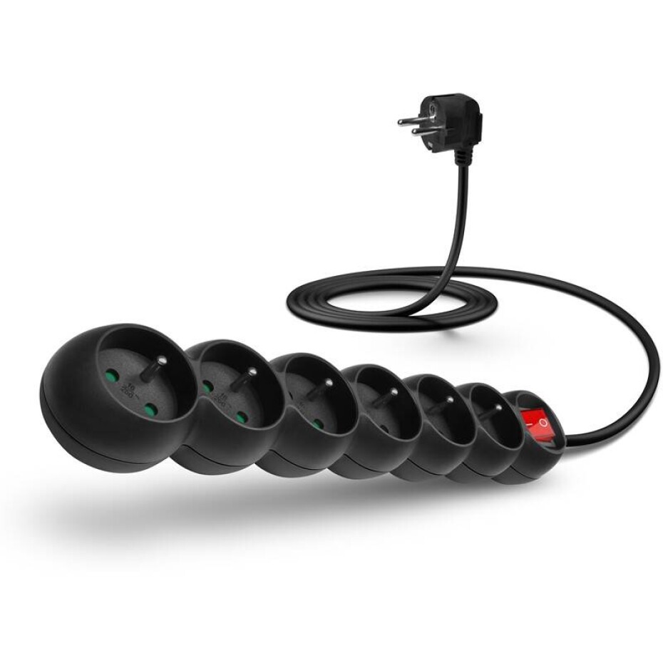 Connect IT 6x zásuvka, s vypínačem, 2m (CES-1003-BK) černý - main (0)