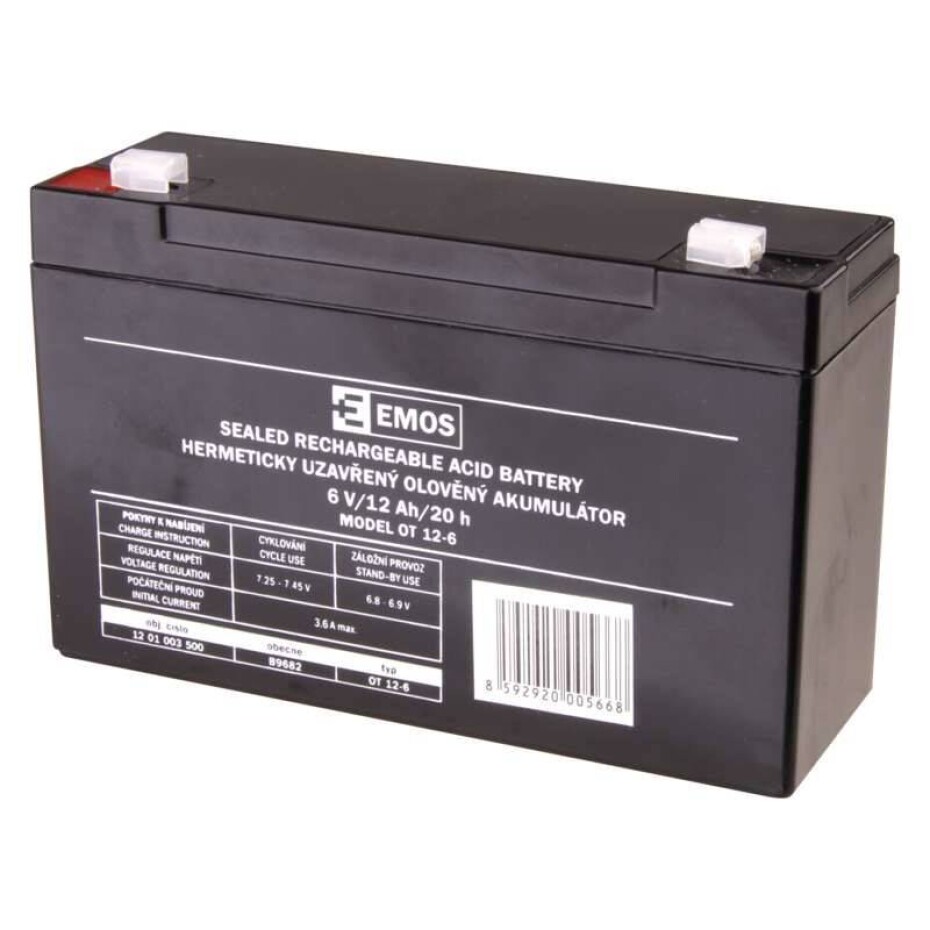 EMOS bezúdržbový 6 V/12 Ah, faston 4,7 mm (B9682) - main (0)