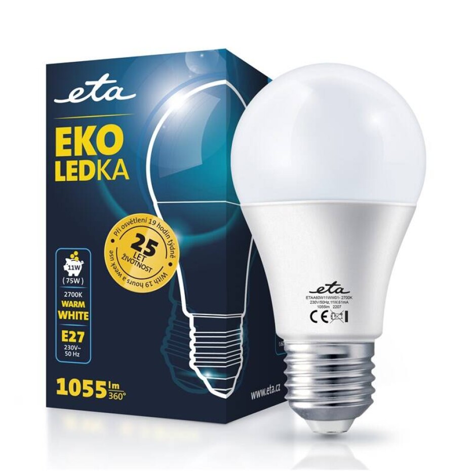 ETA EKO LEDka klasik 11W, E27, teplá bílá (ETAA60W11WW01) - main (0)