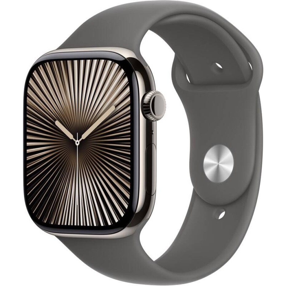 Apple Watch Series 10 GPS + Cellular 46mm pouzdro z přírodního titanu - skálově šedý sportovní řemínek - M/L (MWYA3QC/A) - main (0)