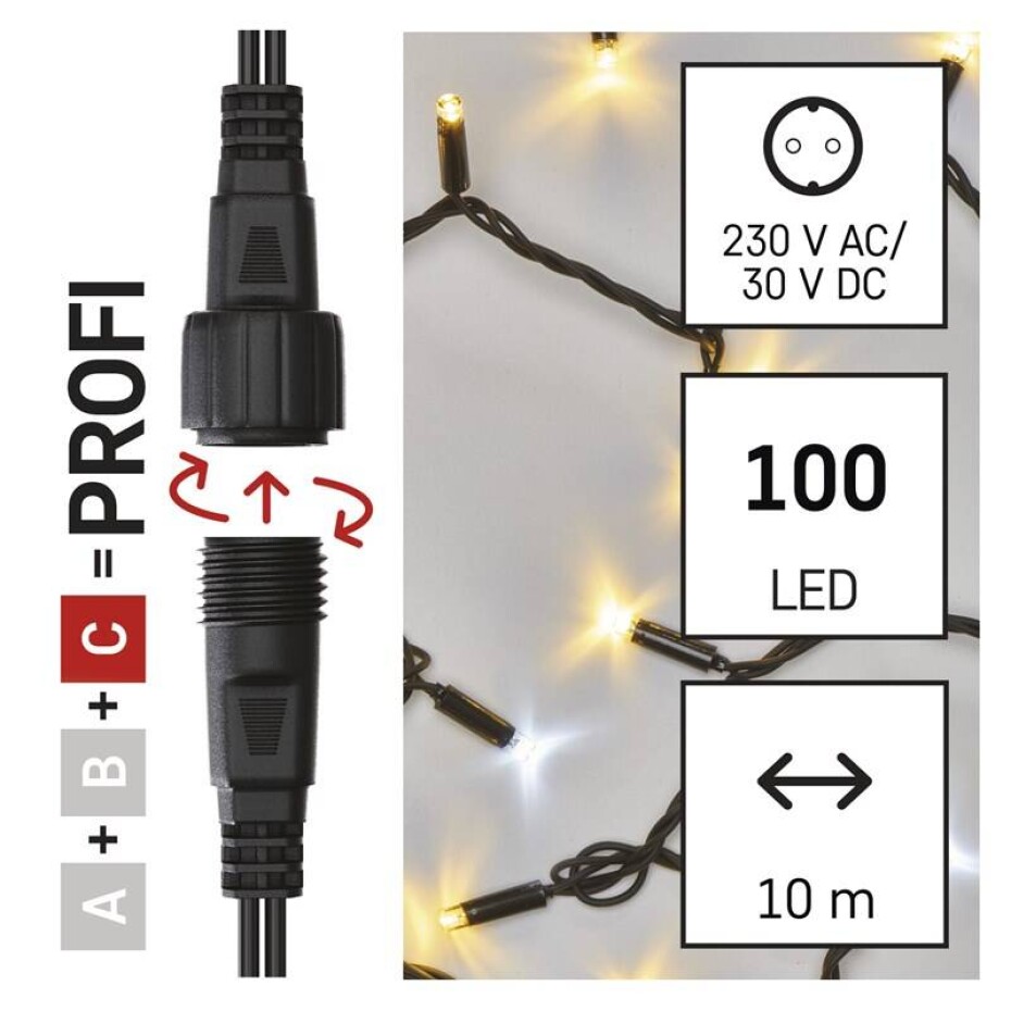 EMOS 100 LED Profi problikávající, 10 m, venkovní, teplá/studená bílá, časovač (D2AN01) - main (0)