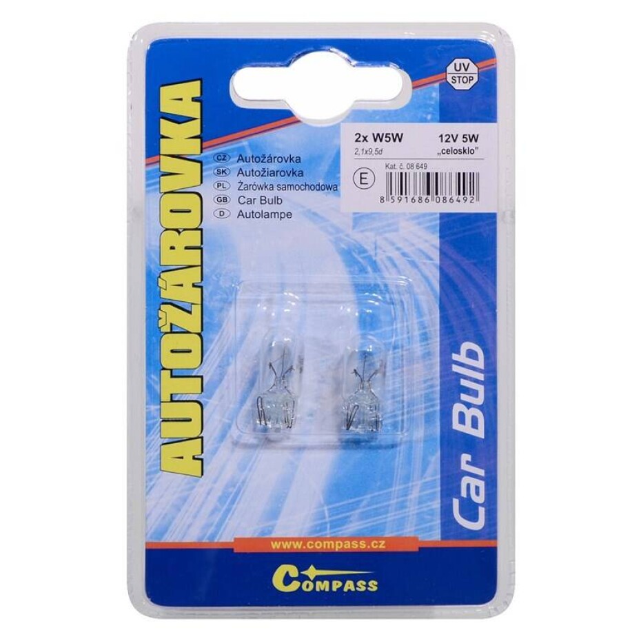 Compass 08649 12V W5W 5W T10 celosklo  2ks - main (0)