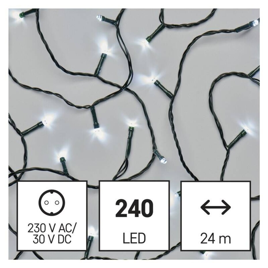 EMOS 240 LED řetěz, 24 m, venkovní i vnitřní, studená bílá, časovač (D4AC05) - main (0)