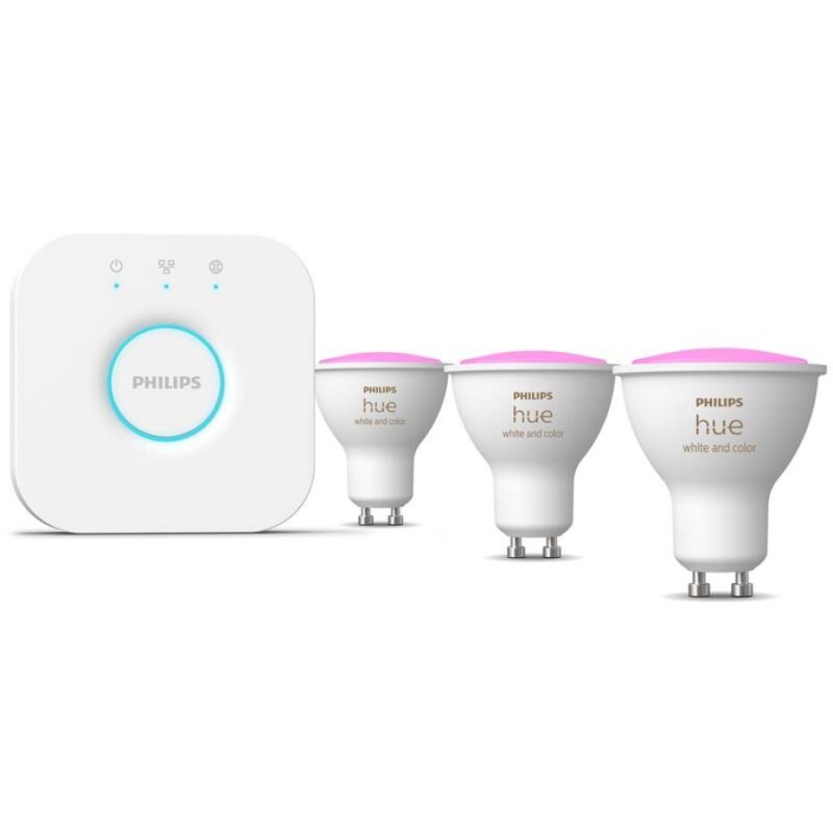 Philips Hue 5,7W, GU10, White and Color Ambiance, 3ks + Bridge (929001953124) - main (0)
