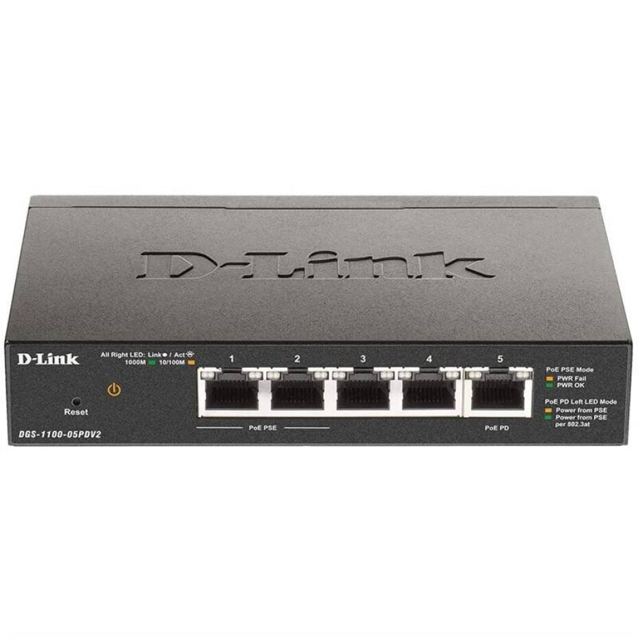 D-Link DGS-1100-05PD V2 5-Port Gigabit PoE Smart (DGS-1100-05PDV2) - main (0)