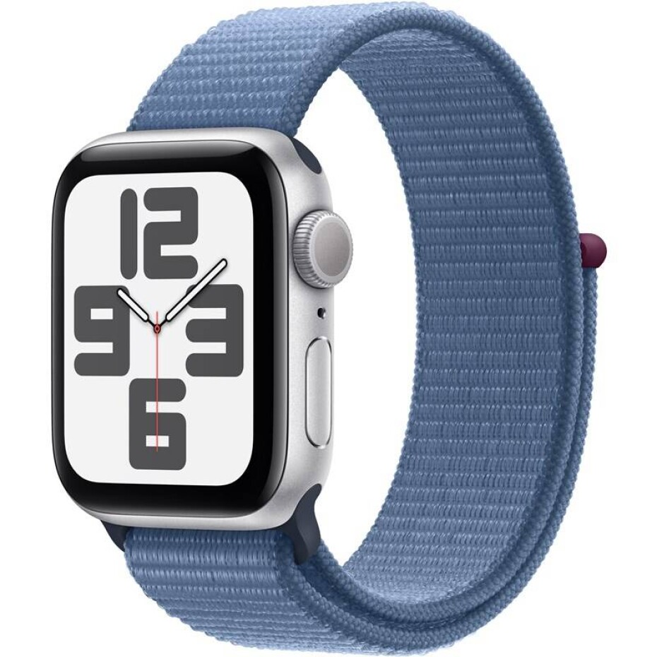 Apple Watch SE 2023 GPS 40mm pouzdro ze stříbrného hliníku - ledově modrý provlékací sportovní řemínek (MRE33QC/A) - main (0)