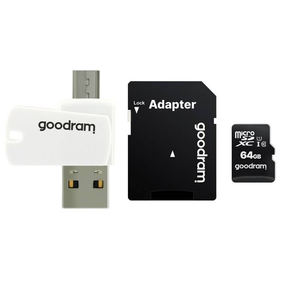 Goodram MicroSDXC 64GB 10 UHS I All in One + adaptér + čtečka (M1A4-0640R12) - main (0)