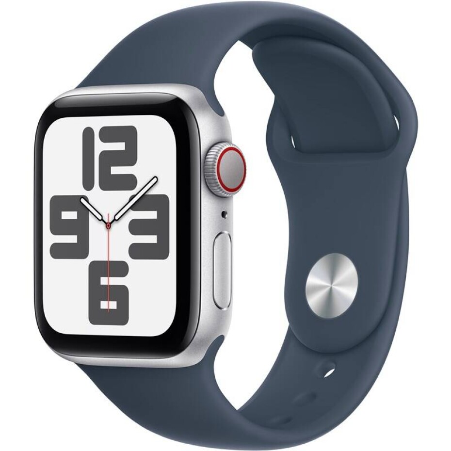Apple Watch SE 2023 GPS + Cellular 40mm pouzdro ze stříbrného hliníku - bouřkově modrý sportovní řemínek - S/M (MRGJ3QC/A) - main (0)