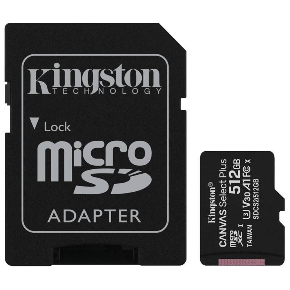 Kingston Canvas Select Plus MicroSDXC 512GB UHS-I U1 (100R/85W) + adapter (SDCS2/512GB) - main (0)