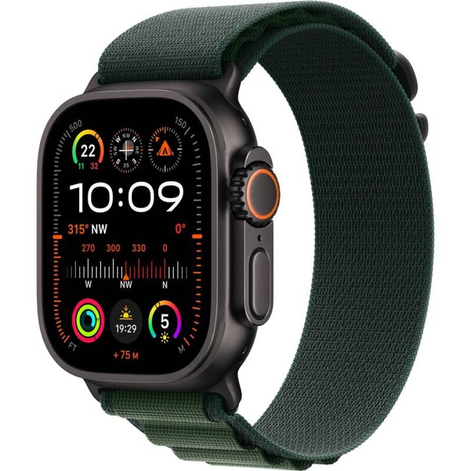 Apple Watch Ultra 2 GPS + Cellular 49mm pouzdro z černého titanu - tmavě zelený alpský tah - S (MX4Q3CS/A) - main (0)