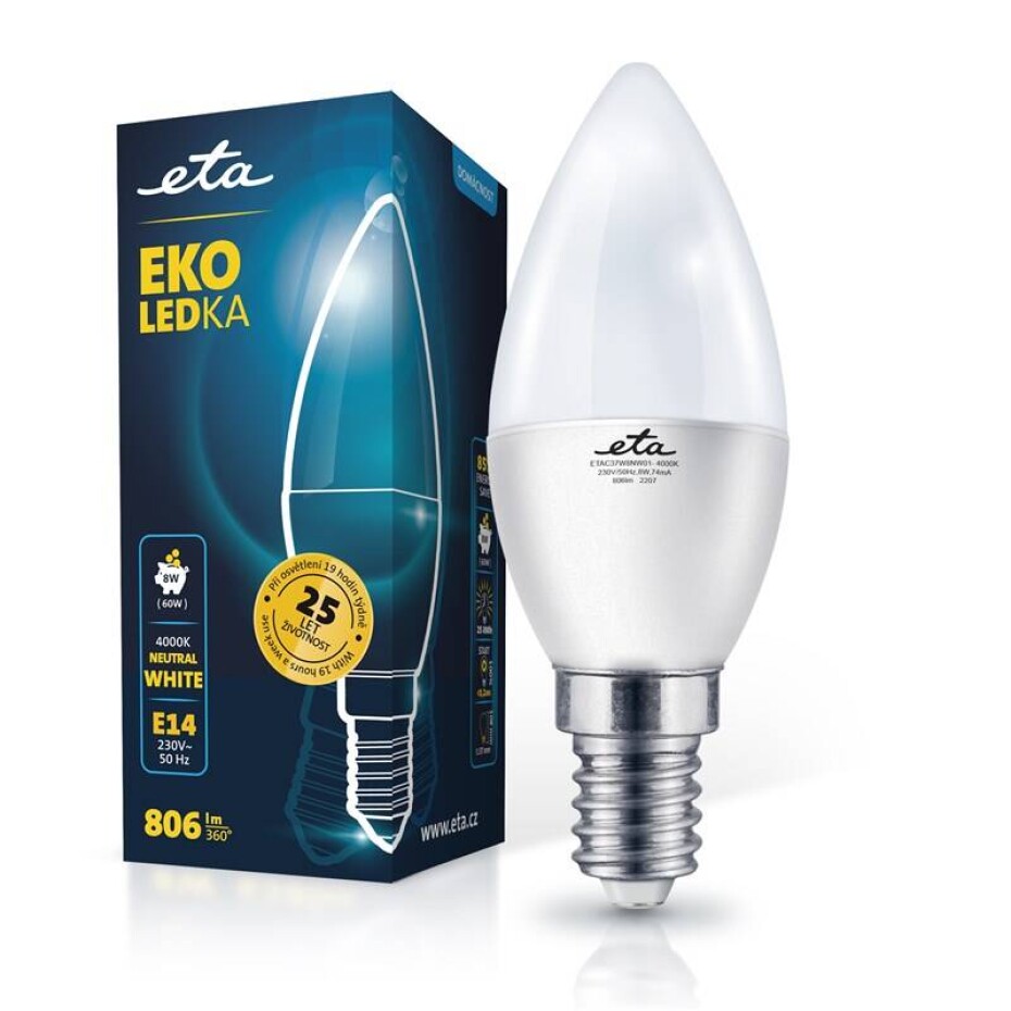 ETA EKO LEDka svíčka 8W, E14, neutrální bílá (ETAC37W8NW01) - main (0)