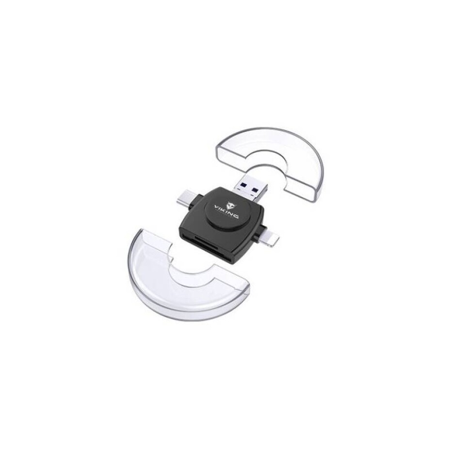 Viking SD, Micro SD 4v1, OTG, s koncovkou Lightning/Micro USB/USB 3.0/USB-C (VR4V1B) černá - main (0)