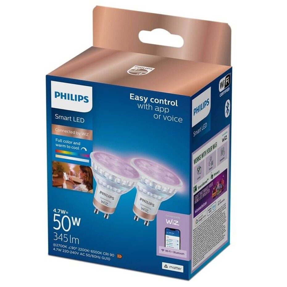 Philips Smart LED 4,7W, GU10, RGB, 2ks (929003772341) - main (0)
