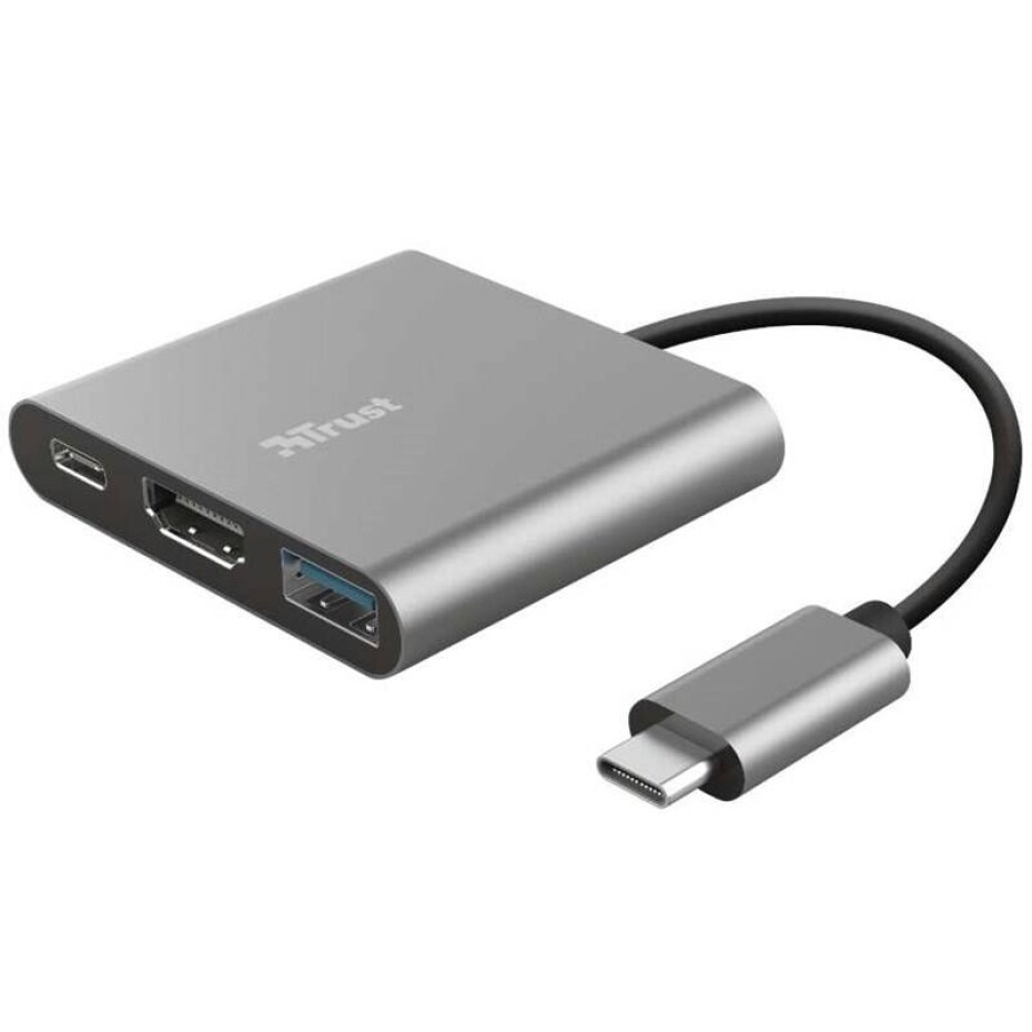 Trust Dalyx 3v1 USB-C/USB, HDMI, USB-C PD 100W (23772) šedý - main (0)