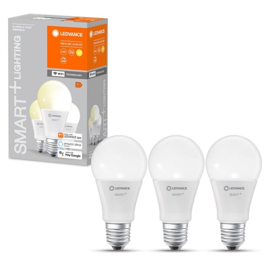 LEDVANCE SMART+ WiFi Classic Dimmable 9.5W E27 3ks (4058075485778) - main (0)