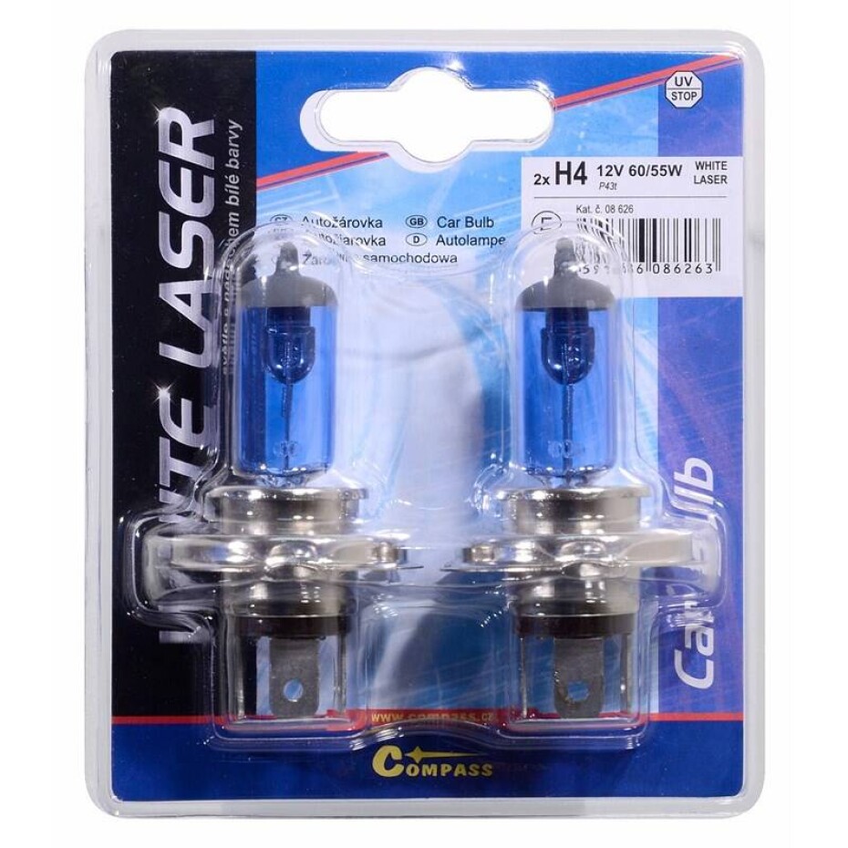 Compass 08626 12V H4 60/55W P43t WHITE LASER 2ks - main (0)