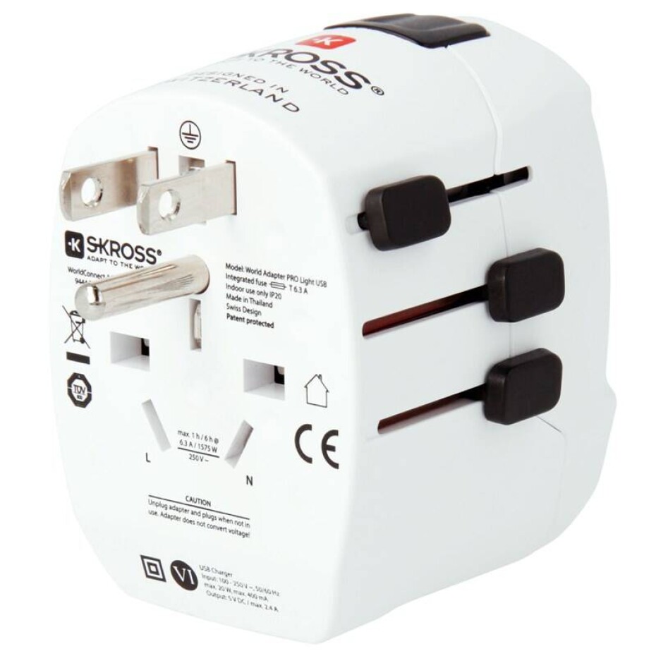 SKROSS PRO Light USB World, UK+USA+Austrálie/Čína, 2x USB-A, vč. adaptéru (PA46W) - main (0)
