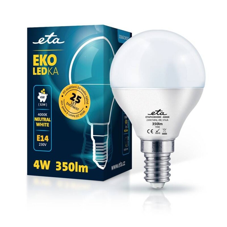 ETA EKO LEDka mini globe 4W, E14, neutrální bílá (P45W4NW) - main (0)