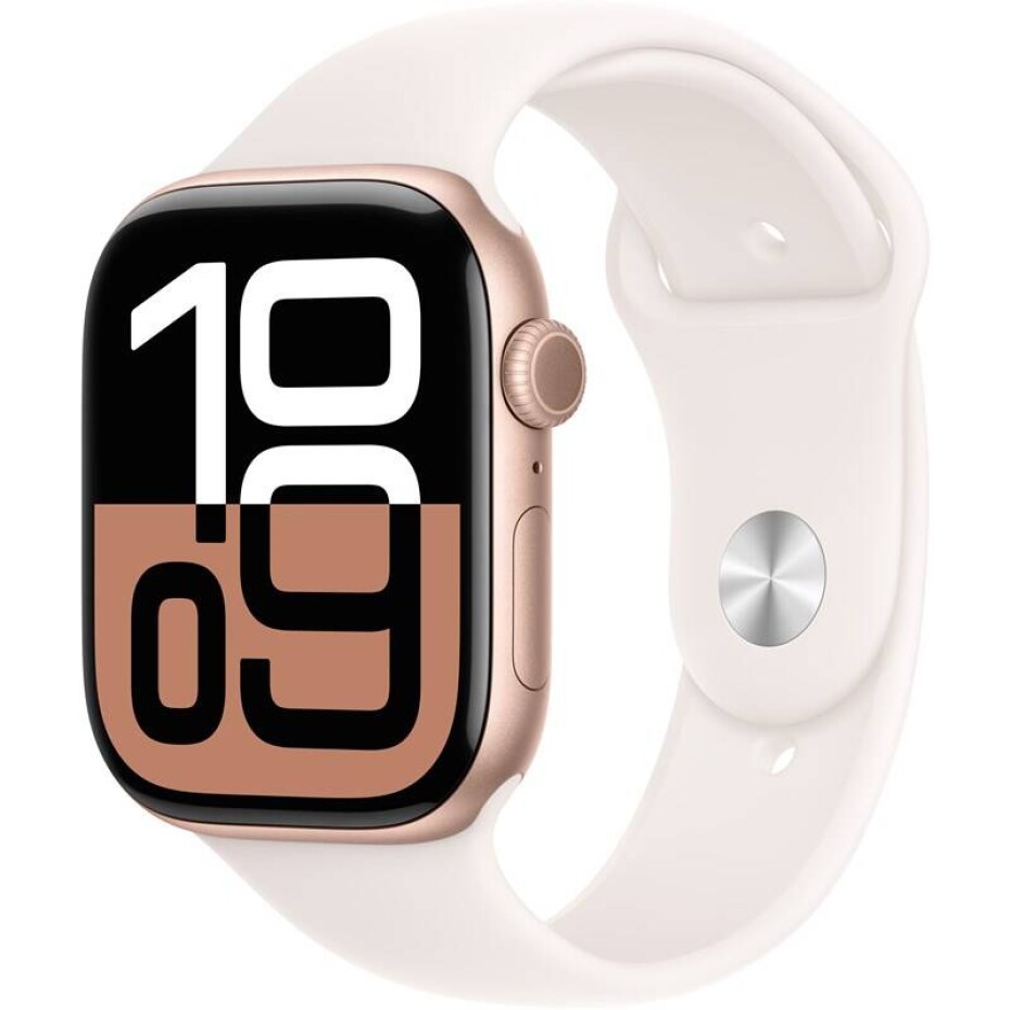 Apple Watch Series 10 GPS + Cellular 42mm pouzdro z růžově zlatého hliníku - světle ruměný sportovní řemínek - M/L (MWXA3QC/A) - main (0)