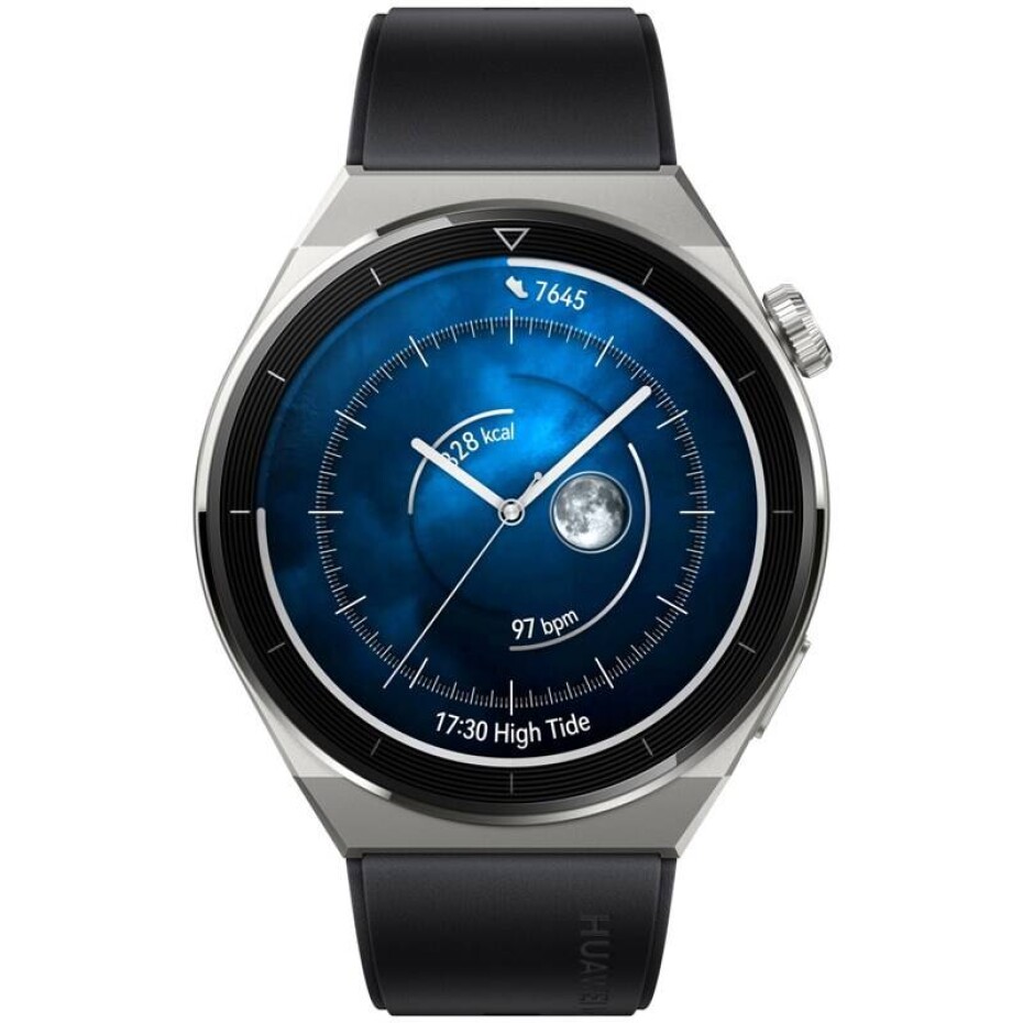 Huawei Watch GT 3 Pro 46 mm - Light Titanium Case + Black Fluoroelastomer Strap (55028468) - main (0)
