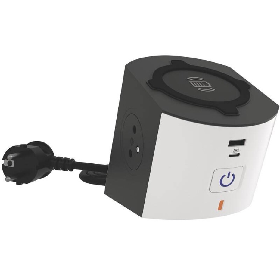 Legrand 2x zásuvka, USB, bezdrátové nabíjení, 2m (L049412) černý/bílý - main (0)